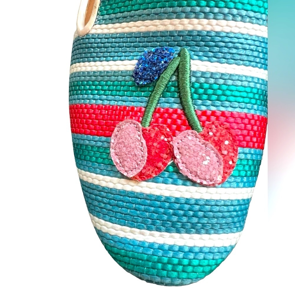 kate spade loafers flats women’s 9B ‘mon cheri’ raffia cherries striped . - Picture 10 of 14